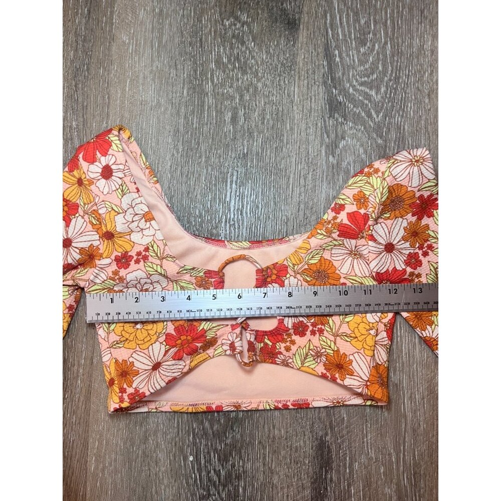 Flower long sleeve crop womens xs cross back - Picture 3 of 4